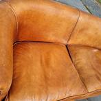 Schapenleren Chesterfield kuip bank bruin leer + BEZORGING, Gebruikt, Chesterfield, Ophalen of Verzenden, Rechte bank