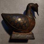 Houten vogel met koper/ brons, Antiek en Kunst, Ophalen