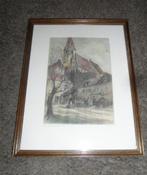 Mooie tekening in houten lijst - Galerie Am Steinertor, Minder dan 50 cm, Gebruikt, Tekening, Ophalen of Verzenden
