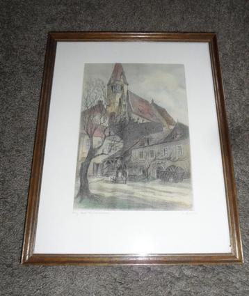 Mooie tekening in houten lijst - Galerie Am Steinertor beschikbaar voor biedingen