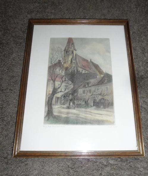 Mooie tekening in houten lijst - Galerie Am Steinertor, Huis en Inrichting, Woonaccessoires | Schilderijen, Tekeningen en Foto's