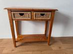 Sidetable met twee rieten lades (Grenen), Huis en Inrichting, Tafels | Sidetables, Ophalen, Gebruikt, 50 tot 100 cm, Landelijk