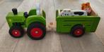 Houten tractor met aanhanger en boer, paard en keo, Ophalen of Verzenden, Gebruikt