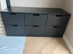 Zwarte Nordli kast met 6 lades - gebruikt, Ophalen, Overige materialen, Gebruikt, 100 tot 150 cm