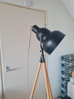staande lamp zwart/koper/hout, Ophalen, Gebruikt, Metaal of Aluminium