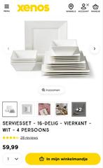Servies - 20-delig - Vierkant - Roomwit, Huis en Inrichting, Ophalen, Keramiek, Zo goed als nieuw, Effen