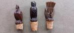3 houten vogel flessen stoppers, Verzamelen, Poppetjes en Figuurtjes, Ophalen of Verzenden, Gebruikt