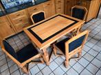 Massief eiken eettafel met 5 stoelen, Huis en Inrichting, 100 tot 150 cm, Eikenhout, Vijf personen of meer, Rechthoekig