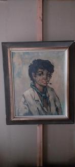 Olieverf Schilderij - Portret met Sigaret, Antiek en Kunst, Kunst | Schilderijen | Klassiek, Ophalen of Verzenden