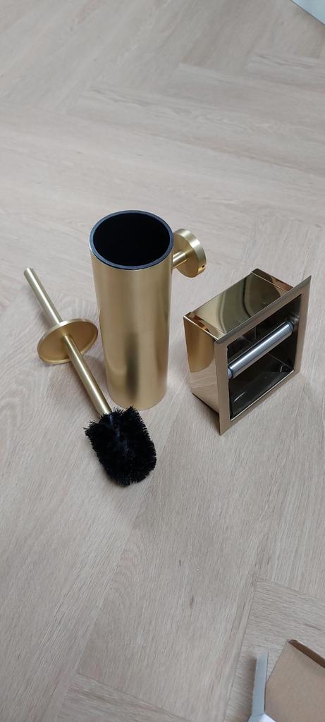 Saniclear Brass Toiletset borstel en wc rol houder, Huis en Inrichting, Badkamer | Badtextiel en Accessoires, Nieuw, Overige typen