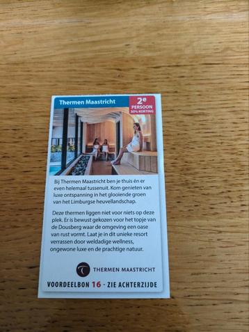 Kortingsbon voor Thermen Maastricht, 2 pers 50 % korting beschikbaar voor biedingen
