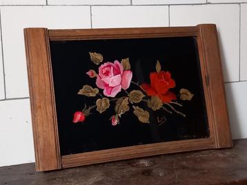 antiek lijstje dienblad handgeschilderd rozen Frans brocante beschikbaar voor biedingen