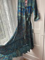 Nieuw maxi lange indiase sari roezel wikkeljurk jurk Boho M, Nieuw, Blauw, Maat 38/40 (M), Ophalen of Verzenden