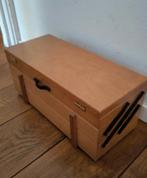Vintage houten gereedschapkoffer kist met mesjes naaidoos, Ophalen of Verzenden
