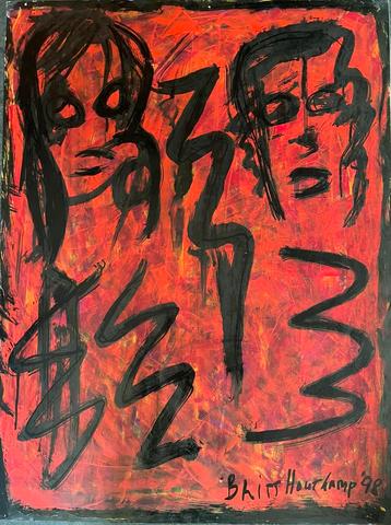 Schilderij Britt Houtkamp, acryl en inkt, 1998 beschikbaar voor biedingen