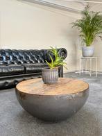 Landelijke Industriële Salontafel - Gerecycled Hout & Metaal, Huis en Inrichting, Tafels | Salontafels, Ophalen, Rond, 50 tot 100 cm