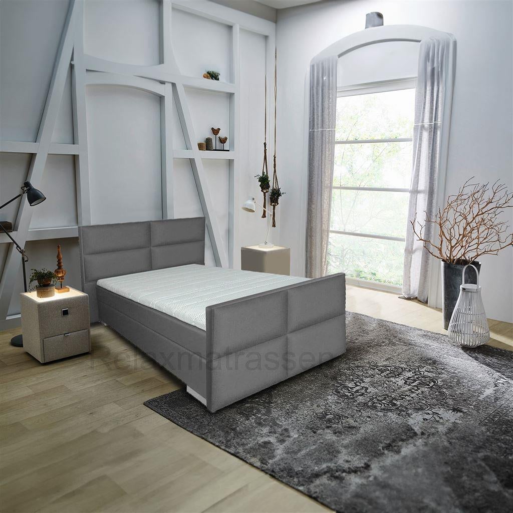 Boxspring Londen 1-persoons, Huis en Inrichting, Slaapkamer | Boxsprings, 90 cm, Ophalen of Verzenden, Grijs, Nieuw