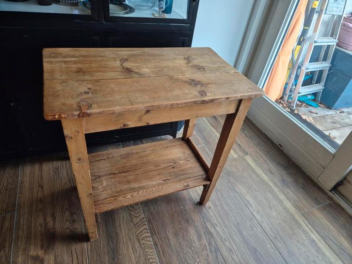Eikenhouten Bijzettafel met Onderblad, Huis en Inrichting, Tafels | Sidetables, Gebruikt, 25 tot 50 cm, 50 tot 100 cm, Rechthoekig
