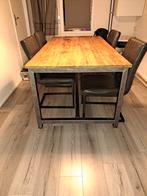 Industriele houten tafel, Huis en Inrichting, Complete eetkamers, Industrieel, 4 tot 6 stoelen, Zo goed als nieuw, Ophalen