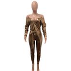 Gouden glimmende dames jumpsuit catsuit bodysuit S M L XL, Verzenden, Nieuw, Maat 38/40 (M), Overige kleuren
