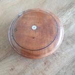 Antieke houten poederdoos met tinnen inzetbak en spiegeltje., Ophalen of Verzenden