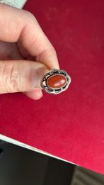 Zilver gekeurde ring 17 mm carneool cabouchon geslepen, Gebruikt, Ophalen of Verzenden, 17 tot 18, Dame