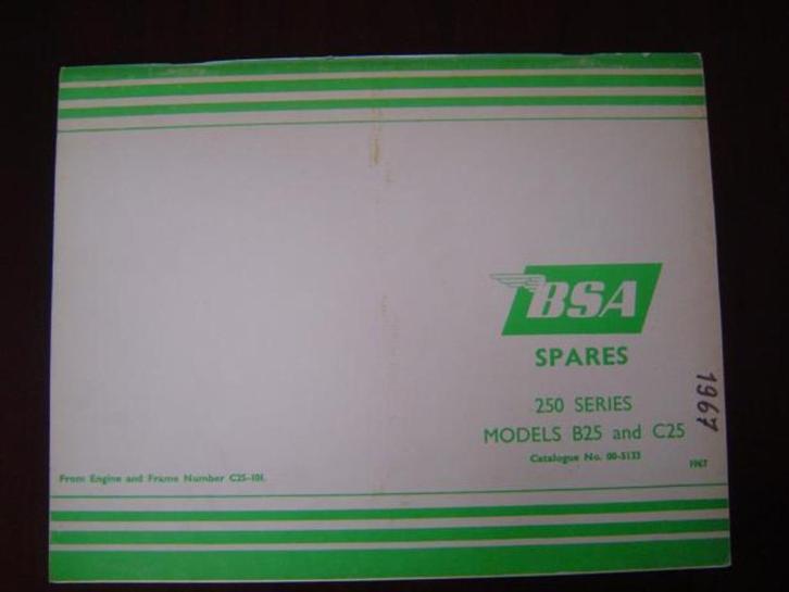BSA B25 C25 1967 250cc motorcycle parts list teile katalog, Motoren, Handleidingen en Instructieboekjes, Overige merken, Ophalen of Verzenden