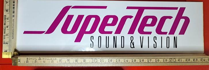 Mooie grote wit roze vintage sticker Supertech, Verzamelen, Stickers, Zo goed als nieuw, Overige typen, Ophalen of Verzenden