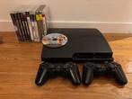 PlayStation 3 slim 320gb, Met games, Met 2 controllers, 320 GB, Ophalen of Verzenden