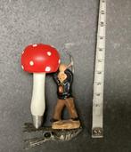 Oude dubbel kerstversiering kabouter met paddenstoel glas, Antiek en Kunst, Curiosa en Brocante, Ophalen of Verzenden