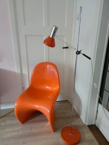 Vintage design 70's oranje chrome vloerlamp 