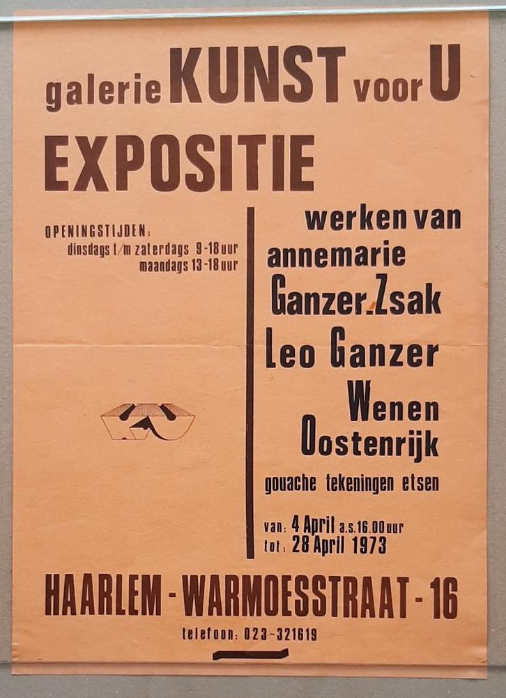 Galerie ‘Kunst voor U’ – 1973 – Haarlem, Verzamelen, Posters, Zo goed als nieuw, Ophalen of Verzenden