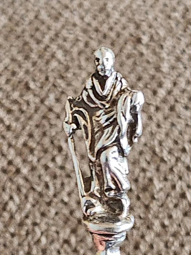 Antieke Zilveren Lepel met Heiligenbeeld, Antiek en Kunst, Antiek | Bestek, Ophalen of Verzenden