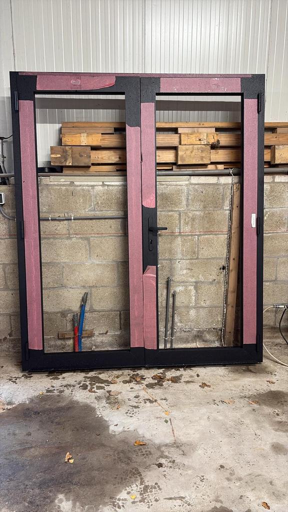 (86) Nieuwe zwarte aluminium tuindeuren incl kozijn, Doe-het-zelf en Verbouw, Kozijnen en Schuifpuien, Nieuw, Deurkozijn, Aluminium