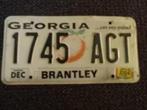 Kentekenplaat licenseplate Georgia Brantley USA, Verzamelen, Verzenden, Gebruikt, Auto's