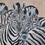 Schilderij zebra’s uit eigen atelier, Ophalen of Verzenden