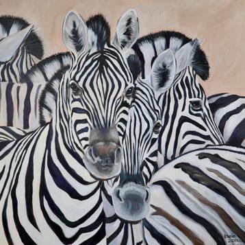 Schilderij zebra’s uit eigen atelier beschikbaar voor biedingen
