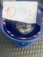 10 Blauwe Kommen met Pauw Design, Gebruikt, Keramiek, Ophalen of Verzenden, Kom(men)