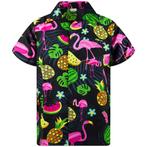 Zwart flamingo hawaii overhemd (heren mannen zomer shirt), Kleding | Heren, Verzenden, Nieuw, Zwart