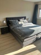 Boxspring 2pers Karlsson incl nachtkastjes, 160 cm, Grijs, Modern, Gebruikt