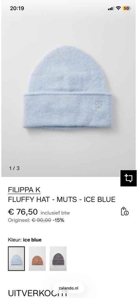 Filippa K Muts - Ice Blue - Weinig Gedragen, Kleding | Dames, Hoeden en Petten, Zo goed als nieuw, Hoed, Ophalen of Verzenden