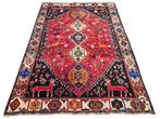 Handmade Persian wool Qashqai carpet Tribal Animal 177x253cm, Persian Perzisch vintage oosters hype, Crème, 150 tot 200 cm, 200 cm of meer