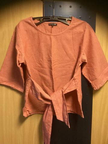 La Ligna linnen blouse, mt 38, 3/4 mouw, strik taille beschikbaar voor biedingen