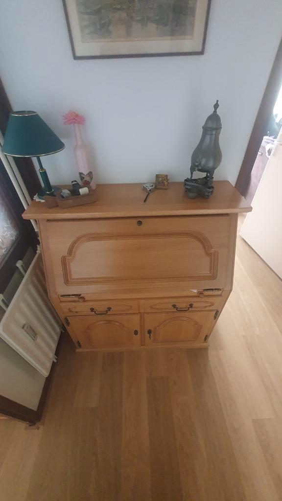Houten secretaire met klep, Huis en Inrichting, Kasten | Buffetkasten, Gebruikt, 100 tot 150 cm, 50 tot 100 cm, 25 tot 50 cm, Met lade(s)