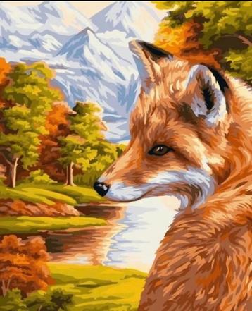 Schilderen op nummer vosje in de natuur beschikbaar voor biedingen