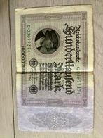 100.000 Reichsmarkbiljet uit 1923, Ophalen of Verzenden, Buitenland, Bankbiljetten