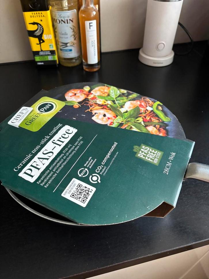 Greenpan Wok - PFAS-vrij!, Huis en Inrichting, Keuken | Potten en Pannen, Nieuw, Wok, Overige materialen, Inductieplaat, Ophalen of Verzenden