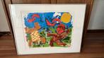 Schilderij grafiek zeefdruk origineel John Lie A Fo- Marake, Antiek en Kunst, Kunst | Litho's en Zeefdrukken, Ophalen