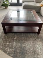 Salontafel met in facet geslepen glasplaat., Huis en Inrichting, Tafels | Salontafels, Ophalen, Gebruikt, 50 tot 100 cm, 100 tot 150 cm