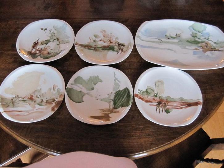 Bernardaud porselein La Chasse borden en serveerschaal -, Antiek en Kunst, Antiek | Porselein, Verzenden